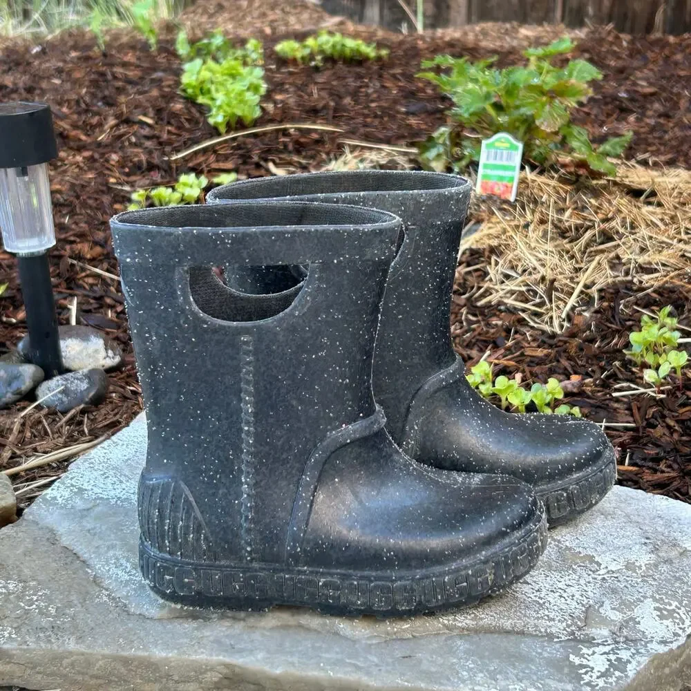 UGG Drizlita Black Glitter Rainboot Toddler Size US 8 EU 25 Little Girl